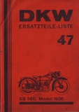 DKW SB 350 Ersatzteilliste Nr.47 1936
