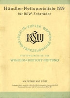 BSW Händler-Preisliste 1939