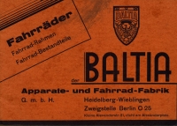 Baltia Fahrrad Programm ca. 1927