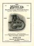 Köhler Motor 343 ccm Prospekt 1920er Jahre