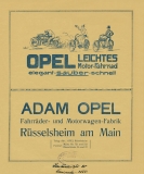 Opel 1,5 PS Leichtes Motor-Fahrrad Prospekt ca. 1923