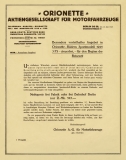 Orionette Preisliste 1925