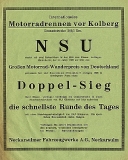 NSU Kleinplakat Int. Motorrad-Rennen vor Kolberg 1926