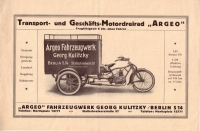 Argeo Motordreirad Prospekt ca. 1925