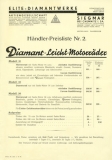 Diamant Leicht-Motorrad Händlerpreisliste 10.1934