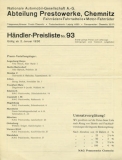 Presto Preisliste Nr.93 1936