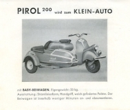 Pirol 200 Roller mit Seitenwagen Prospekt ca. 1952