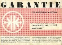 Kreidler Garantiekarte 1969-1973