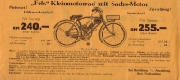 Fels Kleinmotorrad Prospekt ca. 1931