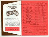 Triumph Preisliste 1964