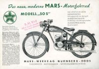Mars Motorfahrrad 50 S Prospekt ca. 1951