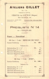 Gillet Preisliste 1.2.1928