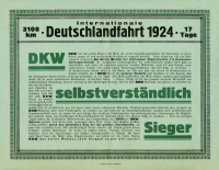 DKW Kleinplakat Deutschlandfahrt 1924