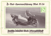 D-Rad R 1/4 Sportausführung Prospekt ca.1926
