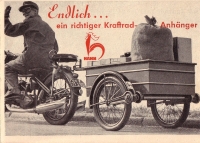 Hahn Kraftrad-Anhänger Prospekt 1950er Jahre