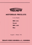 Triumph Preisliste 1.10.1953