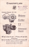 W.H.B. Schwungrad-Magnet Ersatzteilliste 1925