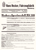 Hecker H II 350 ccm Prospekt 1928