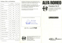 Alfa-Romeo Limousinen Preisliste Nr. 57 7.1979