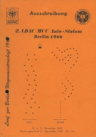 2. ADAC MCC Auto-Slalom Berlin Ausschreibung und Ergebnislisten 8./ 9.11.1969