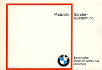 BMW Sonderausstattung Preisliste 7.1969