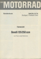 Benelli 125 / 250 Twin electronic Test 1974