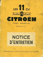 Citroen 11 CV alle Modelle Bedienungsanleitung / Notice d`Entretien 5.1956