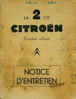 Citroen 2 CV Bedienungsanleitung Notice d`Entretien 3.1961 f