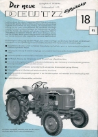 Deutz 18 PS Schlepper Prospekt 1956