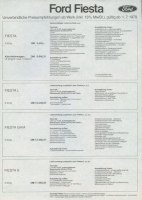 Ford Fiesta Preisliste 7.1979