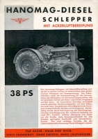 Hanomag 38 PS Schlepper mit Ackerluftreifen Prospekt 1938
