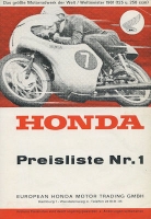 Honda Preisliste Nr.1 1962