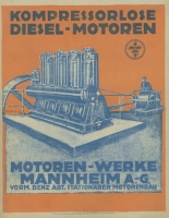 MWM Kompressor Diesel Motoren Prospekt 1920er Jahre