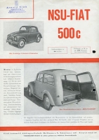 NSU-Fiat 500 C Prospekt 1950er Jahre