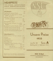 Unsere Preise NSU-D Serie A 11.2.1933