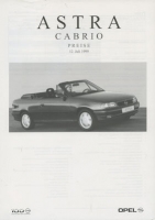 Opel Astra Cabrio Preisliste 7.1999