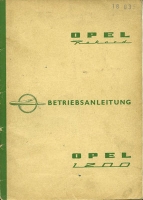 Opel Rekord / 1200 Bedienungsanleitung 9.1959