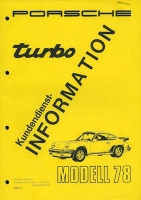 Porsche 911 Turbo Kundendienst Information Modell 1978