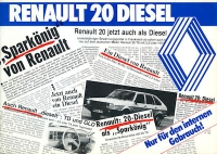 Renault 20 Diesel Presse-Prospekt ca. 1980
