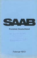 Saab Preisliste 2.1972