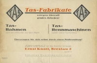 TAS Rennrad Rahmen Prospekt 1920er Jahre