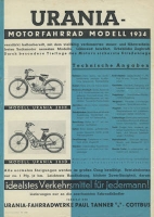 Urania Motorfahrrad 200 H / 200 D Prospekt brochure 1934
