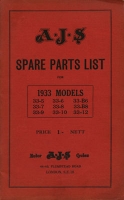 AJS 1933 Models Ersatzteilliste