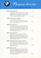 BMW Preisliste 10.1953