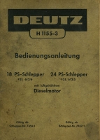 Deutz 18 / 24 PS Schlepper Bedienungsanleitung 1955