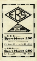 EBS 200 Sport-Modell Prospekt ca. 1925