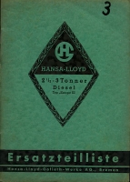 Hansa-Lloyd Lkw Europa III 2,5-3 to Ersatzteilliste 1937