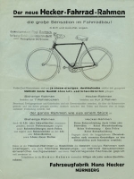 Hecker Fahrrad Rahmen Prospekt ca. 1930