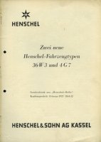 Henschel 36 W 3 und 4 G 7 Berichte 1937