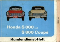 Honda S 800 / Coupè Kundendienstheft 1968